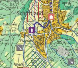 Zufahrtsgeleise mit Suhrebrücke und Gleisharfe: Das Befahren der Schlaufe, sagen die Landschaftsschützer, könnte quietschenden Lärm erzeugen. (Grafik: zVg.)