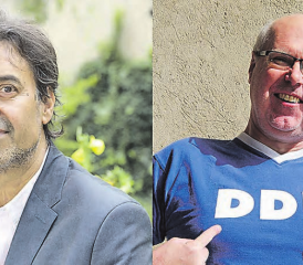 Gleiche Heimat, unterschiedlicher Werdegang: Die Wege von Martin R. Dean (l.) und Wolfgang Bortlik kreuzen sich im Huus74 (Bilder: zVg.)