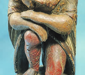 Die Holzskulptur des Heiligen Siebenschläfers (Ende 16. Jahrhundert), aus der Siebenschläferkapelle in Eschenbach. (Bild: zVg.)