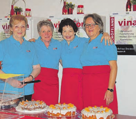 Die Protagonistinnen der kantonalen Delegiertenversammlung hinter der Theke (v.l.): Hedy Fischer, Ruth Müller, Karin Maier und Anna Herger packten für den Grossanlass tüchtig an.