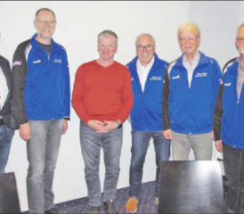 Vorstand der Männerriege Beinwil am See (v. l.) Aktuar Hans Ruedi Eichenberger, Kassier Karl Heinz Otten (zurückgetreten), der neu gewählte Kassier Hans Williner, Präsident Remo Furter, Vizepräsident Heiko Gruner und der Technische Leiter Hanspeter Wöhrle. (Bild: zVg.)
