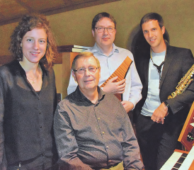 Vier begnadete Musizierende: Nadia Bacchetta (Orgel und musikalische Leiterin), Fritz Bär, Marcel Schweizer und Reto Anneler (v.l.). (Bilder: st.)
