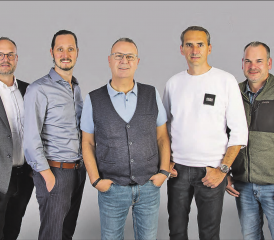 Das OK für die diesjährige Gewerbeausstellung (v.l.): Chregi Dietiker, Michael Fretz, Markus Stutz, Marco Brivio (Präsident), Michael Schindler, Nils Hunziker und Daniela Dähler. (Bild: zVg.)