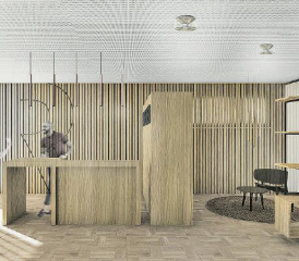 Die Visualisierung zeigt, wie der neue Empfangsbereich der Geschäftsstelle Raiffeisenbank in Unterkulm aussehen wird. (Bild: zVg.)