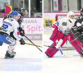 Die Reinacher Dopeltorschützen mit konzentriertem Blick: Glody Bonga-Bonga (links) und Marco Leu hatten ihre jeweiligen Gegenspieler im Griff. (Bilder: rc.)