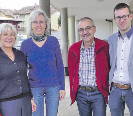 Die Zusammenarbeit der Spitex Organisationen ist auf gutem Weg, auch für die Zukunft: (v.li) Therese Gautschi (Vorstand) und Marianne Schlegel (Geschäftsleitung) von der Spitex Reinach-Leimbach, Jakob Faes (Geschäftsleitung) und Roger Stenz (Vorstand) von der Spitex Mittleres Wynental. (Bild: moha.)