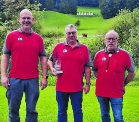 Die Sieger vom Spychercup in Oberkulm: (v.l.) Steve Baumann, Markus Steiner, Peter Speck. (Bild: zVg.)