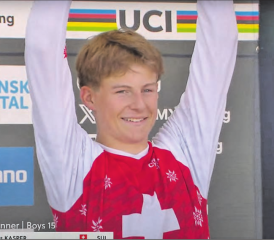 Jules Kasper anlässlich der Siegerehrung an der WM in Kopenhagen. (Bild: Screenshot UCI)