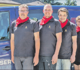 Weiterhin im Einsatz für das Oberwynental: Das Team von Fankhauser Kaminfeger mit (von links) Hans-Rudolf Fankhauser, Ueli Aellig, Thomas Steiner, Nicolle Hunziker und Christina von Atzigen. (Bild: zVg)