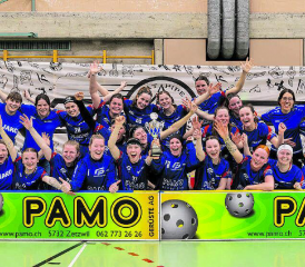 Wenig Zeit für die Feier des Gruppensiegs: Schon am Sonntag beginnen für die Damen von Lok Reinach die Playoffs. (Bild: zVg.)