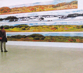 Zu jeder Jahreszeit hat Giuseppe Canova ein zehn Meter langes Panoramabild vom Bottenwiler «Forehoger» gemalt, diese werden nun im Kunsthaus gezeigt. (Bilder: zVg.)
