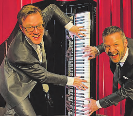 Highlight des zweiten Programmteils: Die beiden Boogie-Woogie Pianisten Chris & Mike mit Schlagzeuger Philipp Schmid werden das Jahreskonzert der MGTU bereichern. (Bild: zVg.)