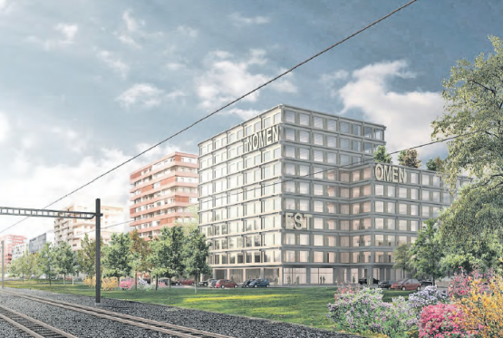 Das erste Holz-Hochhaus der Schweiz (Visualisierung Zug Estates AG, Zug / zVg.))