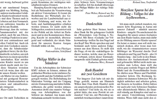 Ausschnitt Printausgabe Wynentaler Blatt