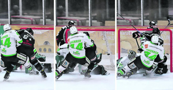 Das erste und einzige Playoff-Heimspiel-Tor in der Geschichte der Red Lions Reinach erzielte Marco Vogt in Spiel 2 der Viertelfinal-Serie gegen Prättigau-Herrschaft. Mehr Bilder unter www.facebook.com/wynentaler. (Bilder: rc.)