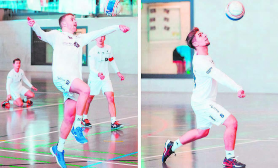 Jan Wolfensberger (l.), Silvan Bisig und ihre Teamkollegen vom STV Oberentfelden beenden die Qualifikation auf dem dritten Rang. (Bilder: Elias Beck/Swiss Faustball)