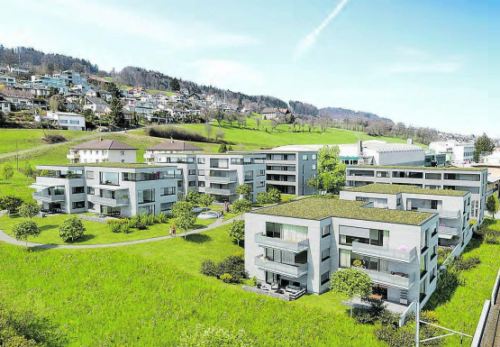 Baustart der Überbauung «Widenmatt» in Beinwil am See: Im Verlauf der nächsten zwei Jahre werden hier insgesamt sechs Gebäude mit Eigentums- und Mietwohnungen, einem Aparthotel sowie einem Wohnhaus mit Loft-Wohnungen entstehen. (Bilder: zVg.)
