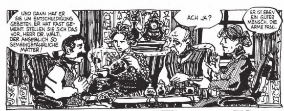 Bernhart Matter erfuhr rührendes Interesse der «guten Gesellschaft»: Dieses und die Nachlässigkeit der Wachtmannschaft machten seine Flucht am 17. Juli 1851, am Vorabend des Lenzburger Jugendfests, möglich. (Bild: Matter-Comic, Reto Gloor, Markus Kirchhofer, Edition Moderne)