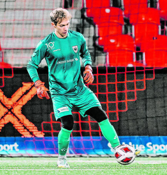 «Man of the Match» – Mit seinen Glanzparaden rettet Torhüter Marvin Hübel dem FC Aarau immer wieder wichtige Punkte. (Bild: Sarah Rölli)