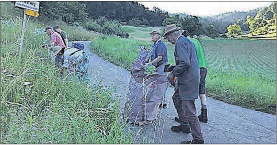 Frühaufsteher am Werk: Im Gemeindegebiet Gränichen ging es den Neophyten an den «Kragen». (Bild: zVg.)
