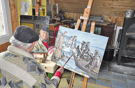 Eine Ausstellung mit Ereignissen: Der Künstler Fritz Burkhard-Cattaneo aus Oberkulm stellt im Gontenschwiler Schüeli aus. (Bild: zVg.)