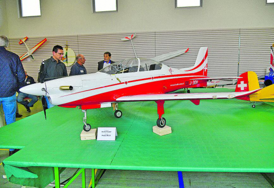 Ein besonderer Eyecatcher war die von Markus Fischer im Patrouille-Swiss-Stil lackierte Pilatus PC 21.