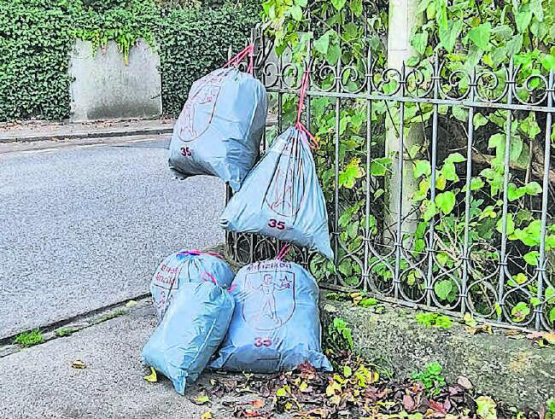 So nicht! Zu früh deponierte Abfallsäcke können auch dann zu einer Strafanzeige führen, wenn sie an den Gartenzaun gehängt werden. (Bild: zVg.)