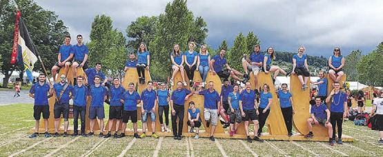 Der STV Oberkulm am Turnfest in Aarau: Endlich hatte das lange Warten ein Ende und es ging los mit dem Eidgenössischen Turnfest. (Bild: zVg.)
