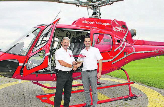 Wechsel an der Spitze der Airport Helicopter AHB AG: Hans Rudolf Müller übergibt sein Lebenwerk dem jungen CEO Dominik Simmen. (Bild: uke.)
