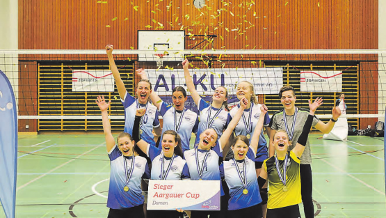 Volley Seetal im Jubel: Die Damen siegten im Aargauer Cup. (Bild: zVg.)