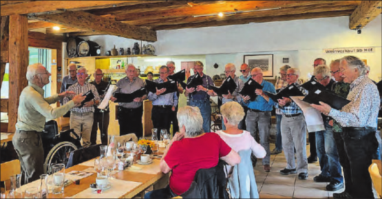 Der Männerchor Schöftland liess es sich nicht nehmen, auf seiner Reise das ein oder andere Lied zu singen. (Bild: zVg.)