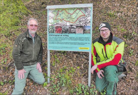 Treffpunkt beim Waldlehrpfad: (v.li.) Förster Markus Wildi aus Unterkulm geht in Pension und übergibt das Forstrevier Gränichen-Unterkulm an seinen Nachfolger Luc Schwarb. (Bilder: moha.)