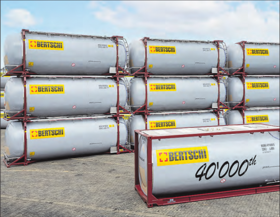Die Bertschi-Flotte wächst stetig: Anfang 2022 konnte die Bertschi Gruppe den 40’000. Container in Verkehr bringen. (Bild: zVg.)