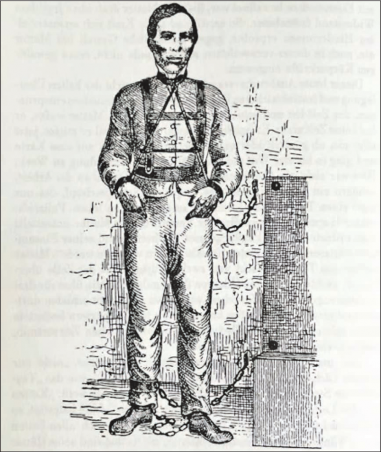 Bernhard Matter sicher verwahrt: Trotzdem wird er am Sonntag, 23. April 1854 ohne Fesseln ausserhalb seiner Zelle angetroffen. (Bild: Aus dem Buch Bernhart Matter von Nold Halder)