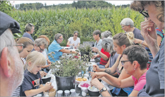 Duftende Kräuter für Gesundheit und Wohlbefinden: Die Herstellung von farbigen Kräutersalzen fand grossen Anklang bei allen Altersklassen. (Bilder: zVg.)