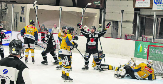 Die Revanche ist geglückt: Die Red Lions holten sich im Spiel gegen den SR Rheinal mit einem 4:3-Sieg – nach Overtime und Shootout» – zwei wichtige Punkte. (Bild: Roland Jaus)