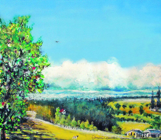 Arboretum Apfelbäume Dürrenäsch – über und im Seetal Aquarell u Mt 50x60cm a PaLw, 2022. Gemälde und Text von Alberto Romer, Beinwil am See