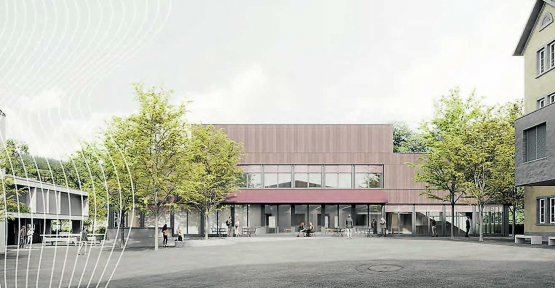Studie des neuen Seenger Schulhauses: Raum für die Musikschule, schulergänzende Tagesstrukturen und den innovativen «Lernort». (Studie: zVg.)