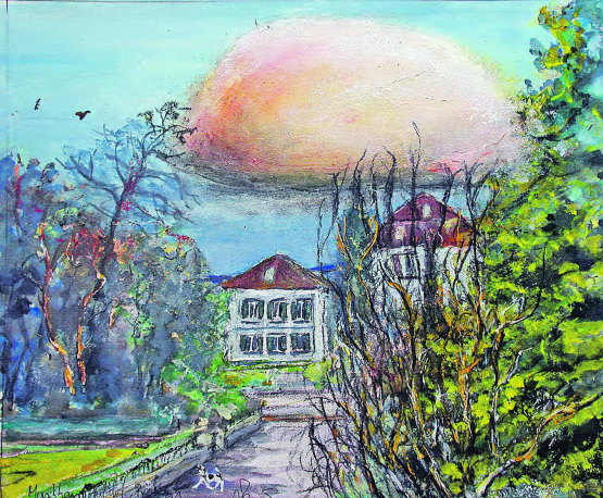 Wolken-Abschied vom Musikhaus Böju 2021 ... Weihnachtsgruss
Aquarell u Mt 50x60cm a PaLw, Wolkenabschied 2021 Musikhaus Böju bei unserer Zufahrt, 2023 Gemäldebild und Text von Alberto Romer, Beinwil am See