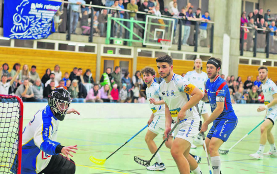 Vor stattlicher Zuschauerkulisse gelang den Reinachern ein zweiter Sieg gegen die Kloten Jets − David Dünki (Nr. 11) und seine Teamkollegen mussten sich in der Serie jedoch von der weissen Übermacht geschlagen geben. (Bilder: Roland Jaus)