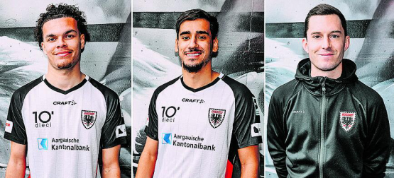 Neu beim FCA: (v.l.n.r.) Elias Filet, Sofian Bahloul und Michael Scherrer. (Bilder: Sarah Rölli)