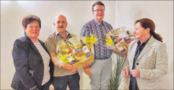 Wechsel im Vorstand der SVP Schöftland: Die zurückgetretenen Christian Matter (l.) und Daniel Wehrli und die vorläufig als Co-Präsidentinnen agierenden Trudi Müller (l.) und Sylvia Flückiger. (Bild: zVg.)