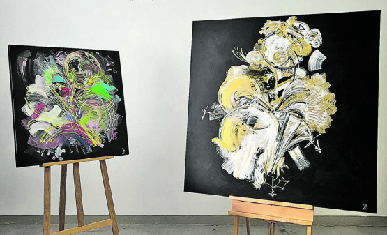 Die Bilder «Gladiator» (links) und «True Love» (rechts) haben sich die Gewinner ausgesucht. Die Titel der Gemälde passen zur Geschichte der jeweiligen Empfänger. (Bilder: zVg.)