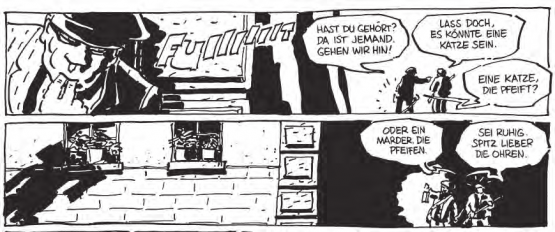 Einbruch in Egliswil: Bernhart Matter lockt die regierungsrätliche Nachtwache in einen anderen Dorfteil. (Bild: Matter-Comic, Reto Gloor, Markus Kirchhofer, Edition Moderne)