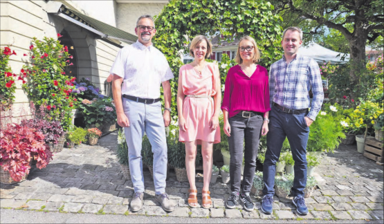 Musikschule Michelsamt-Surental (v.l.): Rolf Stirnemann (Bereichsleiter Surental), Christa Wider (Sekretariat), Susanne Bättig (Co-Leiterin), Christian Plaschy (Co-Leiter). (Bild: zVg.)