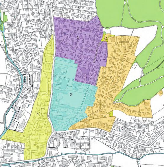 In diesen vier Zonen ist am Samstag eine behördliche Delegation unterwegs, zur erstmals durchgeführten «Quartierbegehung» (Bild: zVg.)