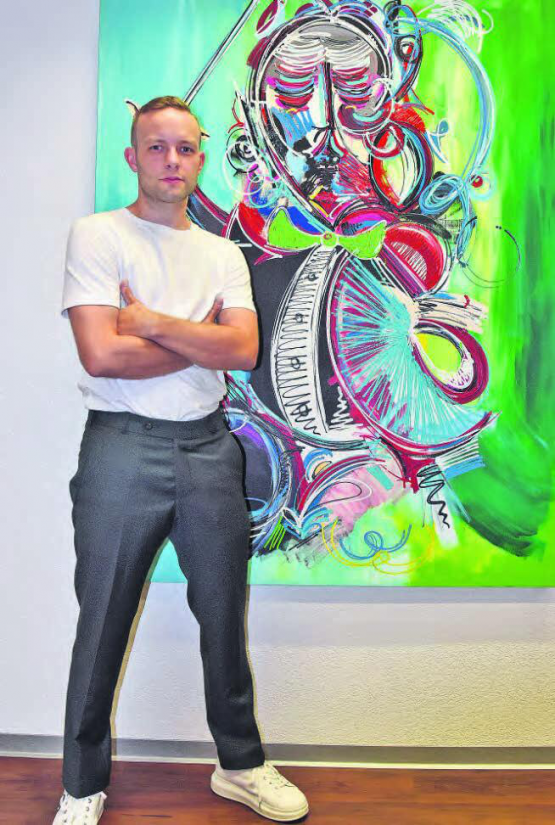 Eines seiner Lieblingswerke: Der «Dirigent» verkörpert die zentrale Figur in einem Orchester, im «Orchester» seiner Bilder ist der Künstler der Dirigent. (Bilder: aw.)