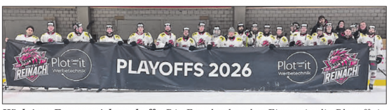 Wichtiges Etappenziel geschafft: Die Freude über den Einzug in die Playoffs ist bei Hockey Reinach gross. (Bild: zVg.)