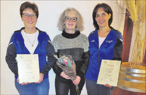 Die anwesenden Jubilarinnen und Geehrten: (v.l.n.r.) Rita Märki, Ute Bachmann, Esther Meier-Lüthy. (Bild: zVg.)