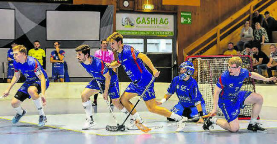 Eine Niederlage in der Westschweiz: Die Herren vom UHC Lok Reinach verloren gegen Floorball Fribourg. (Bild: Roland Wick)